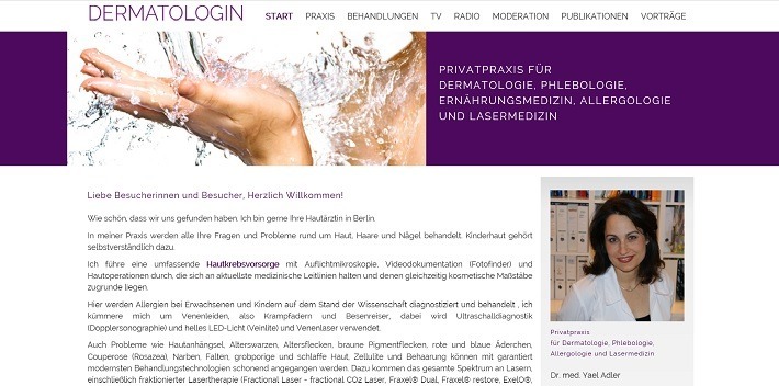 Screenshot Website Praxis Dr. Yael Adler