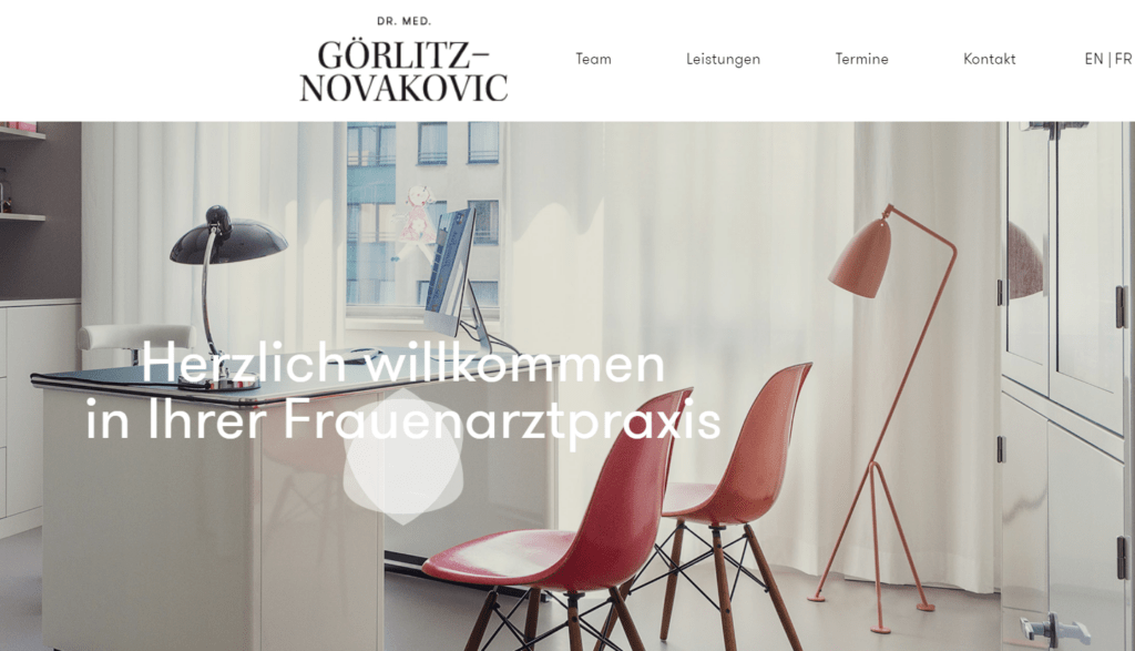 Screenshot Website Praxis Dr. Görlitz-Novakovic